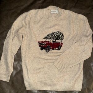 Abercrombie & Fitch Beige Sweater with Red Truck Design
